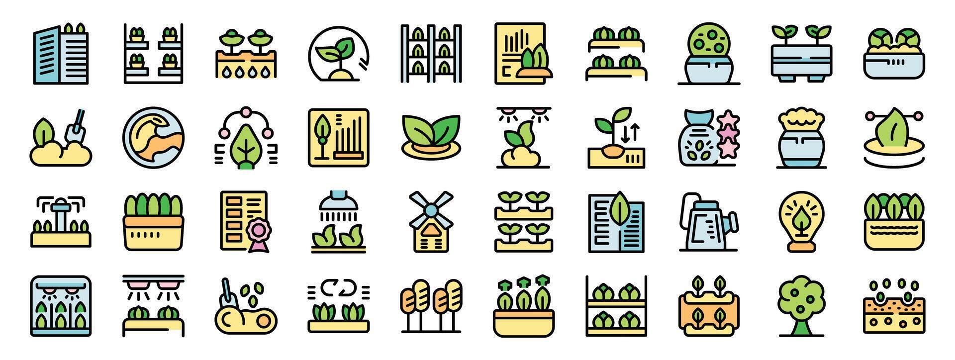 Smart farming and urban gardening using modern technology icons set. Line with editable stroke vector