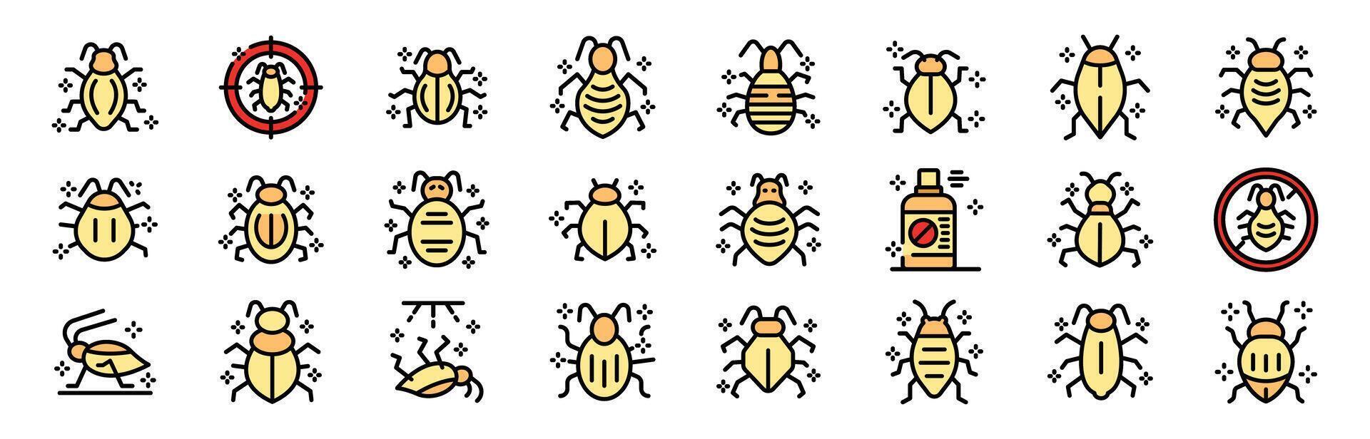 Bed bug extermination and control icons showing pest control and infestation vector