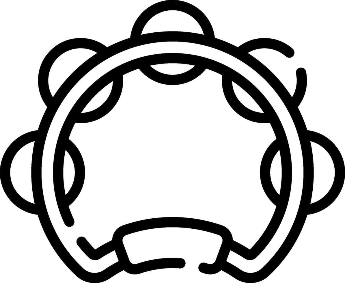 A black and white drawing of a tambourine vector
