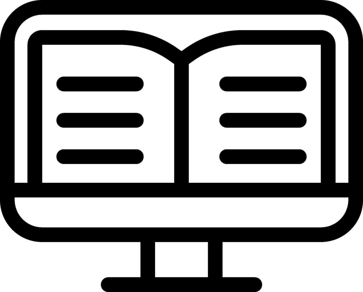 An open book icon on a computer monitor vector