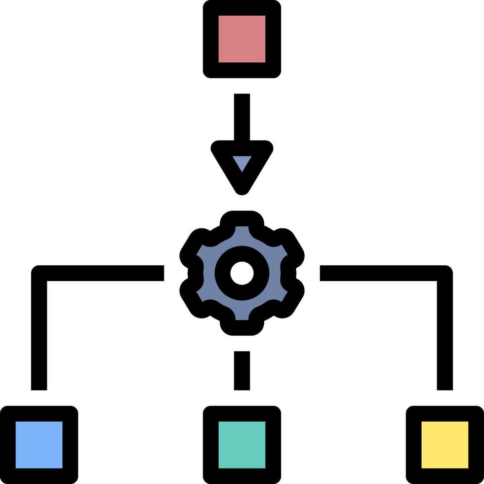 A diagram of a process with a gear wheel vector