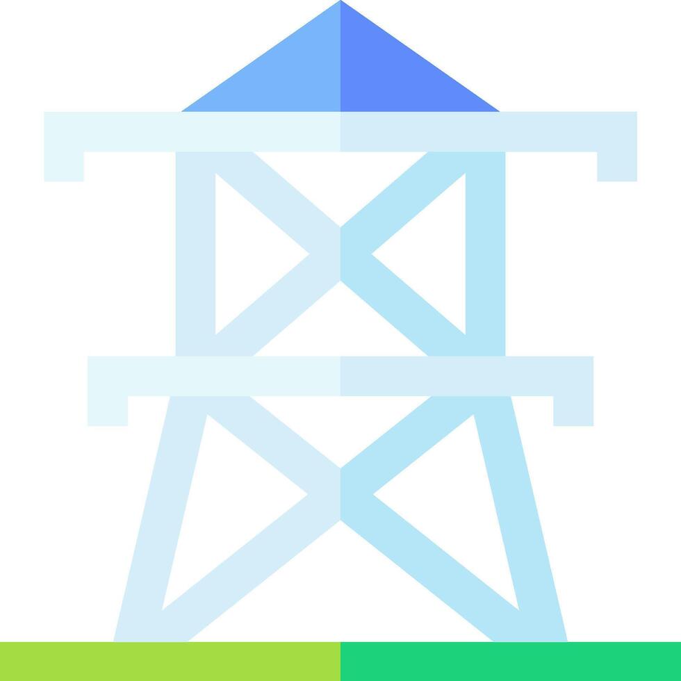 A tower with a blue roof and a green roof vector