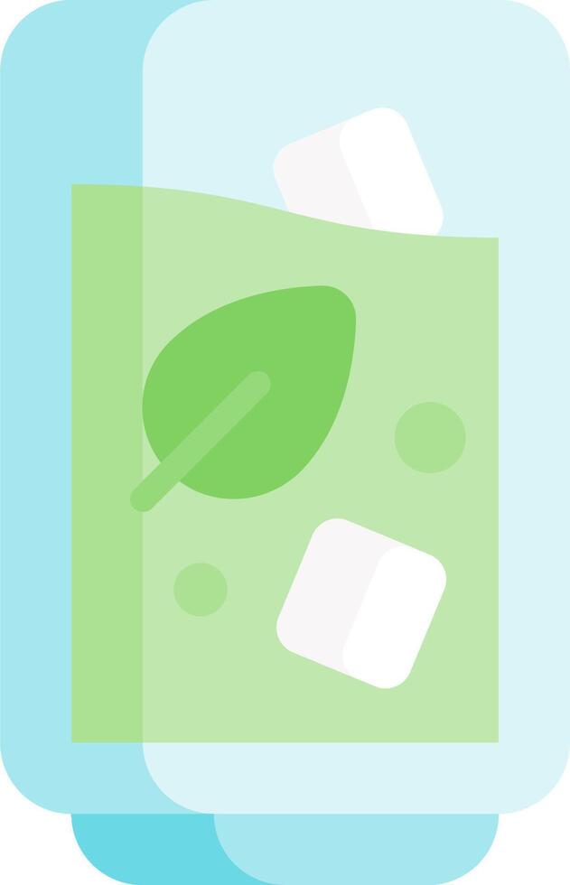 A glass with ice cubes and a leaf vector
