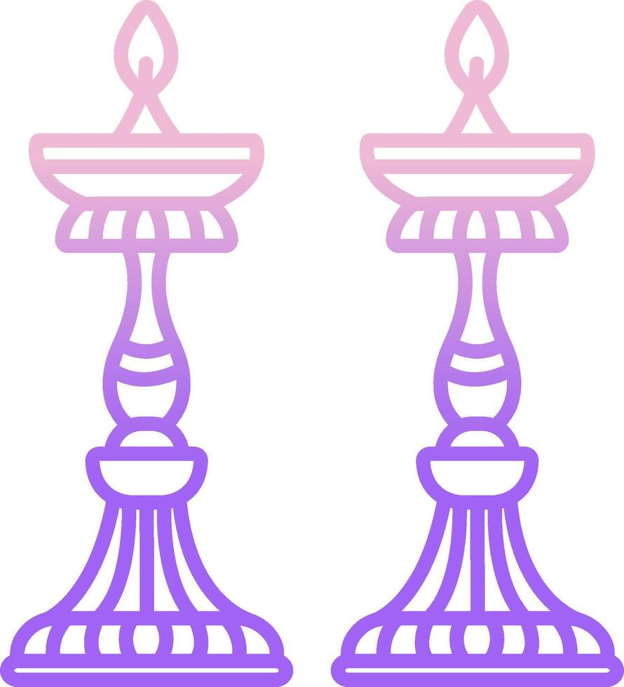 Two candles with a purple and pink outline vector