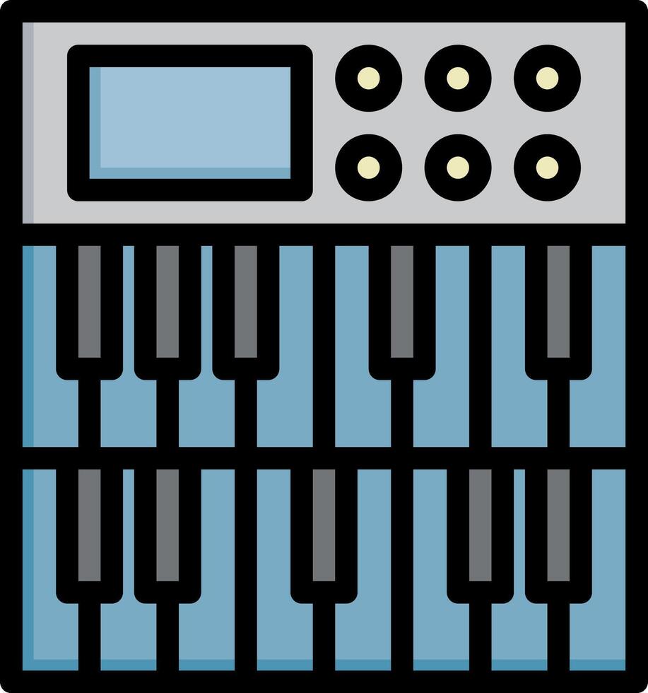 An electronic keyboard with a blue and white background vector