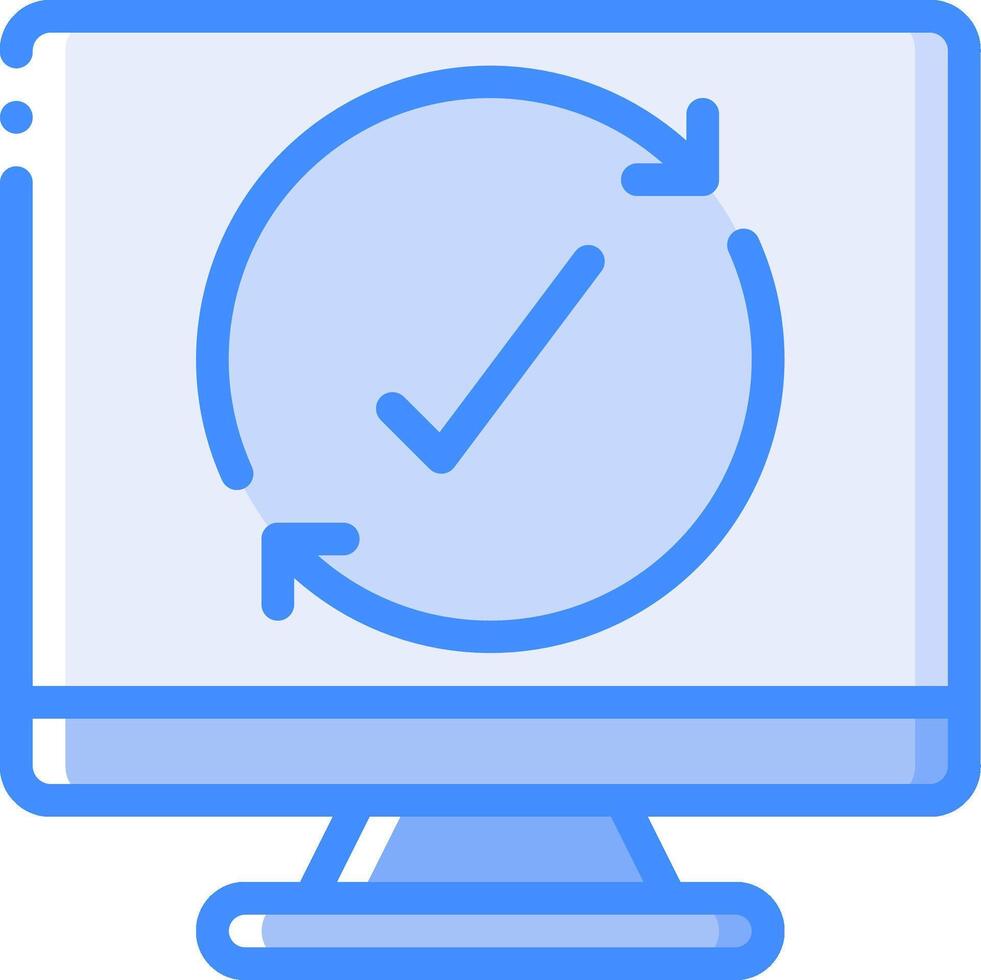 A computer monitor with a clock and an arrow vector