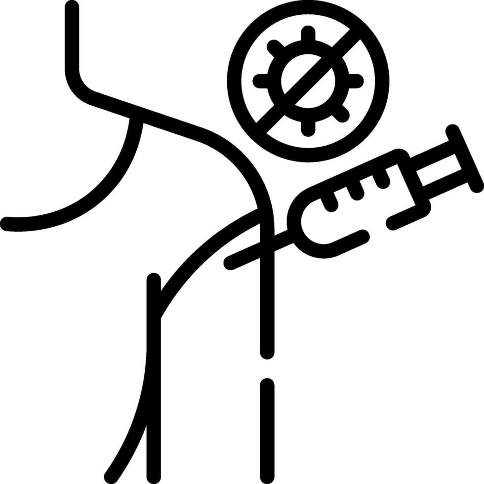 A black and white illustration of a person holding a syringe vector
