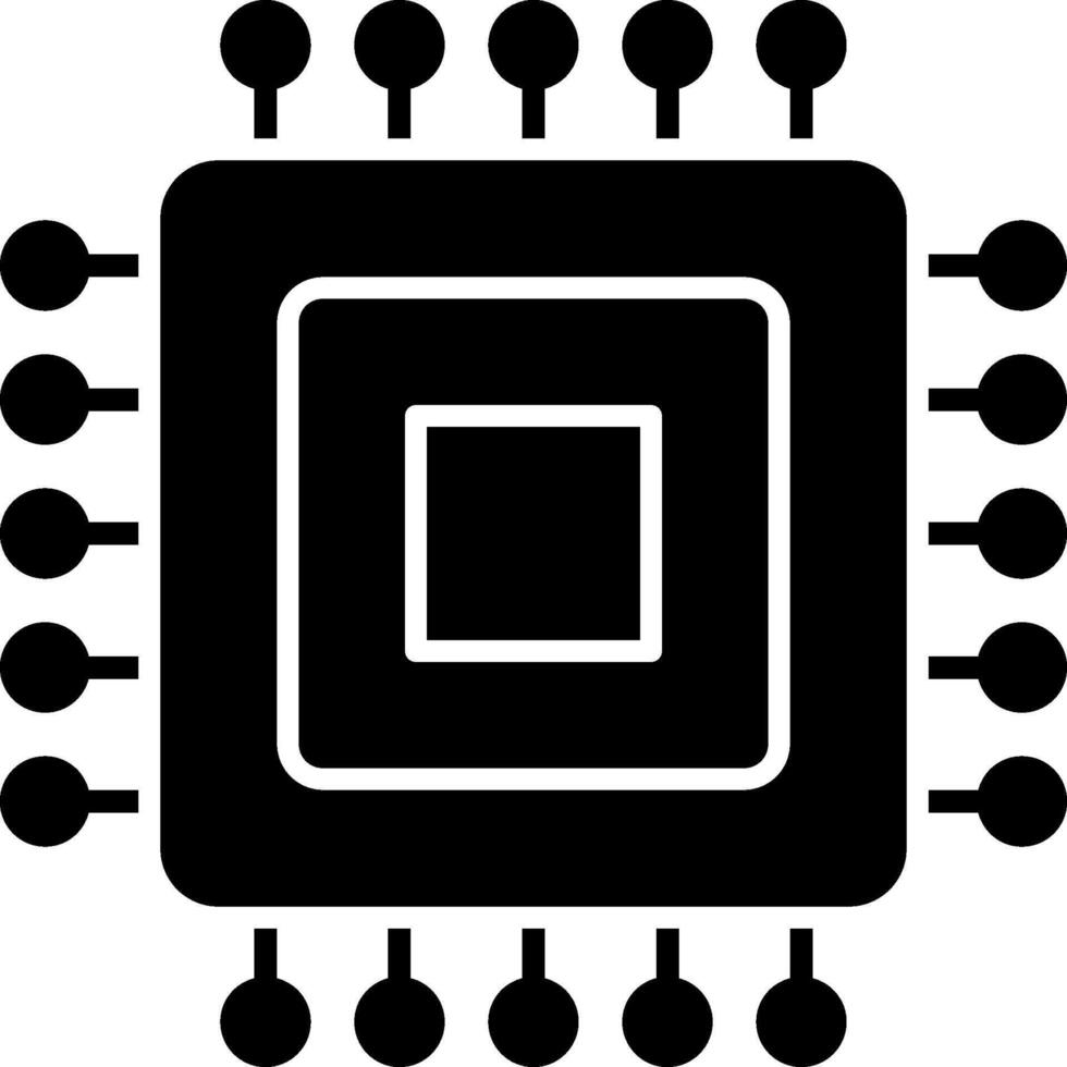 A black and white image of a computer processor vector
