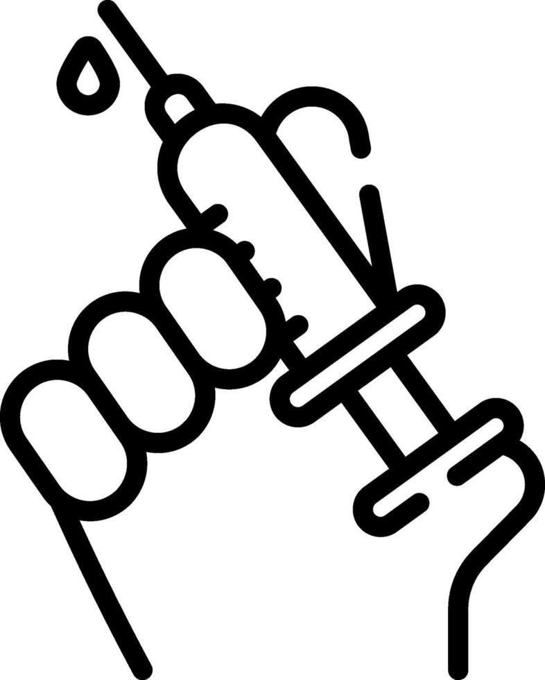 A hand holding a syringe and a needle vector