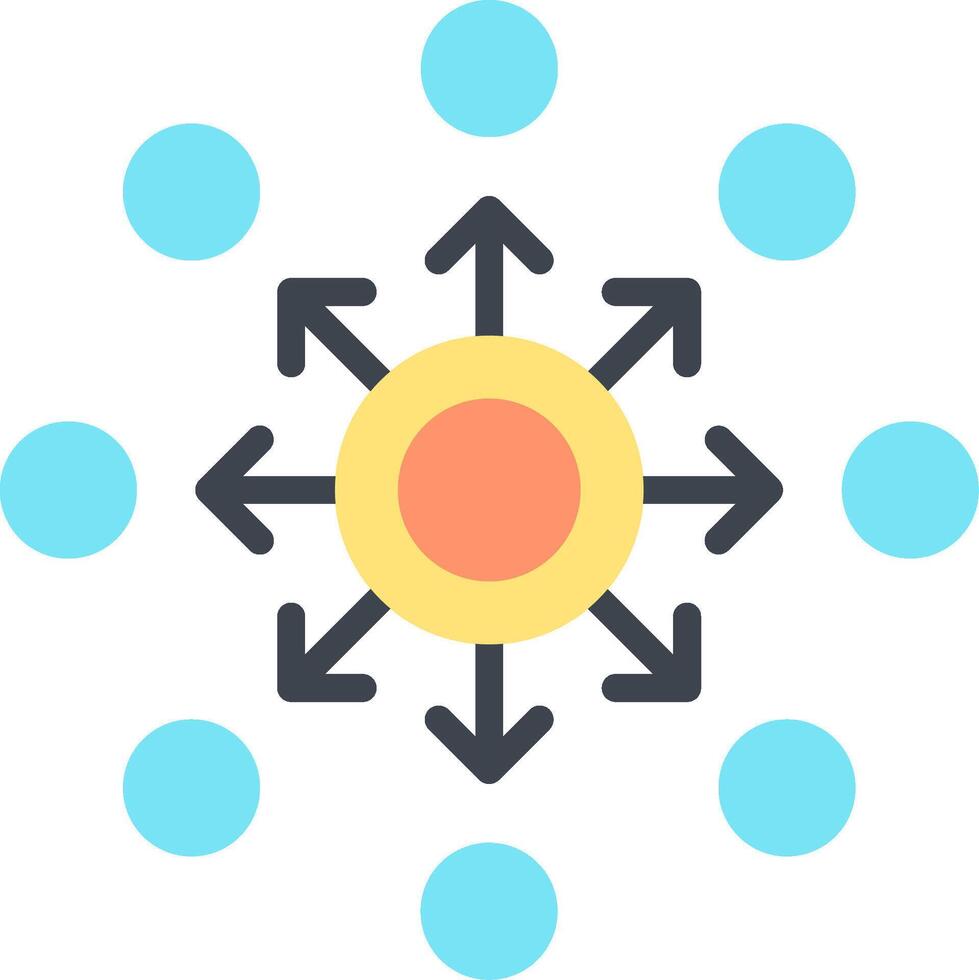 A sun with arrows pointing in different directions vector