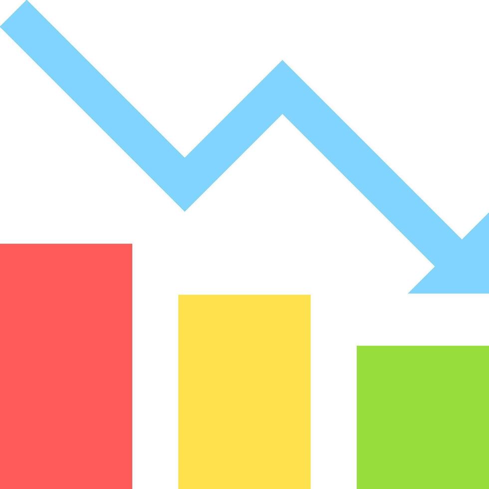 An arrow going up and down on a bar chart vector