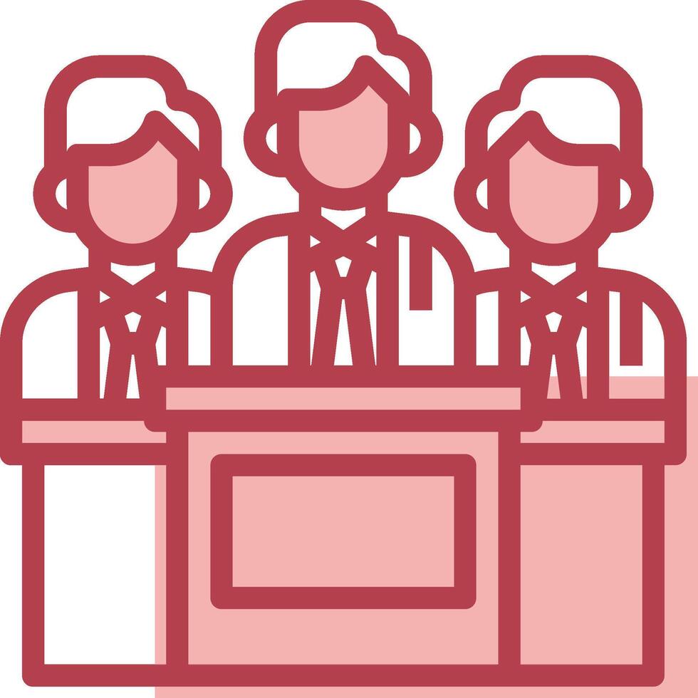 A group of people sitting at a table with a man at the front vector
