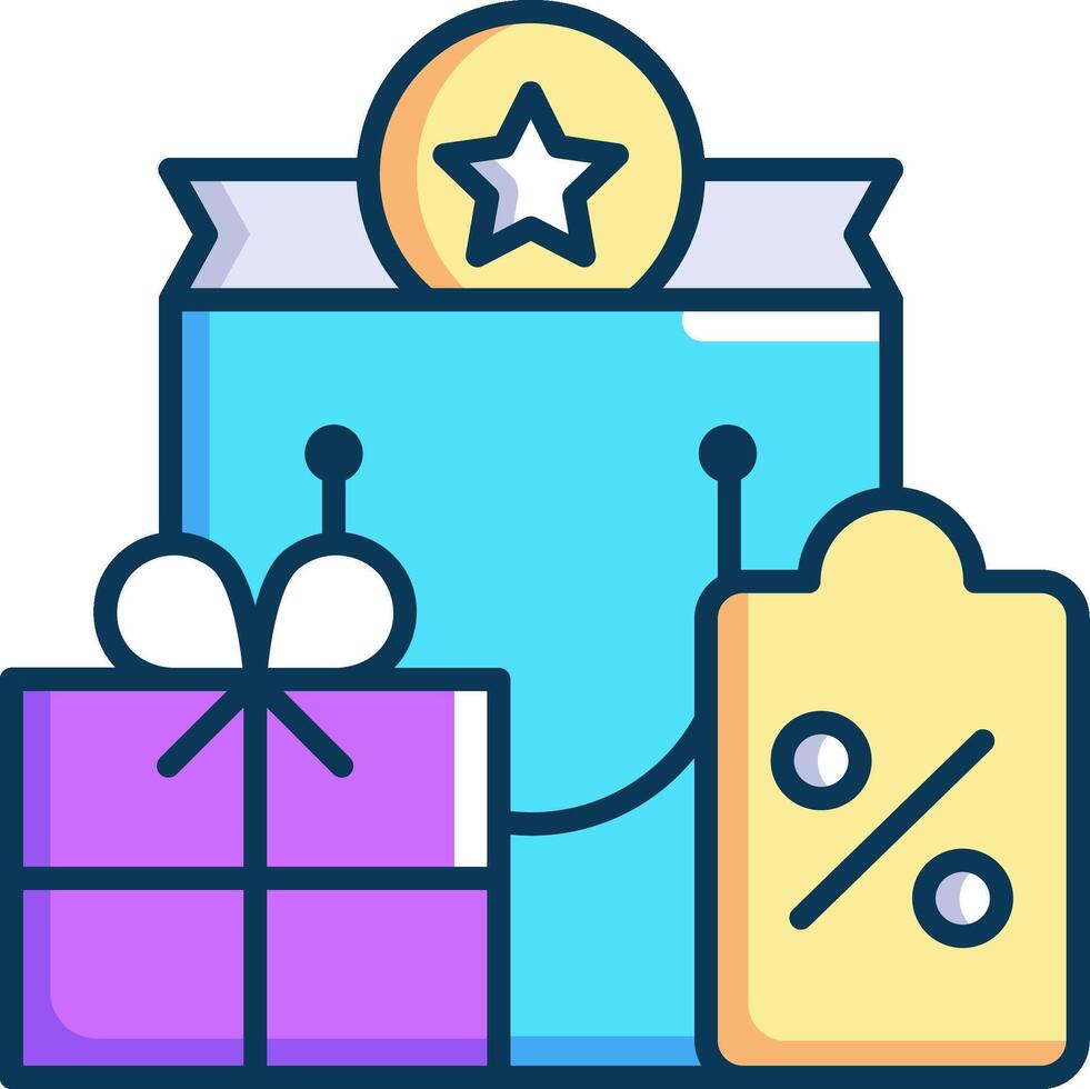Shopping icon with a gift, a star and a price tag vector