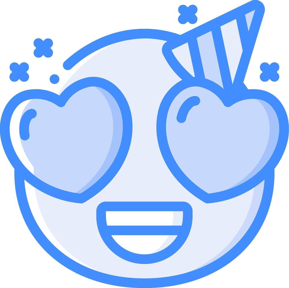 A blue emoticion with two hearts vector