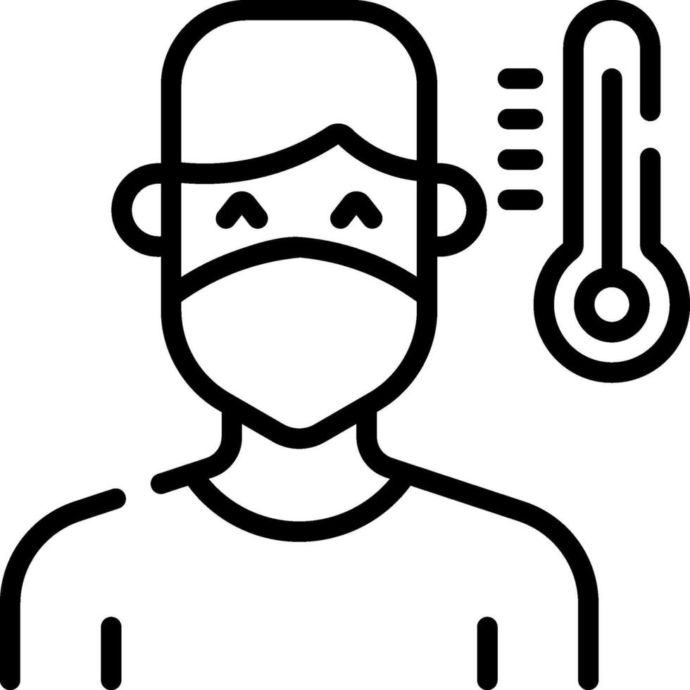 A man wearing a mask and holding a thermometer vector