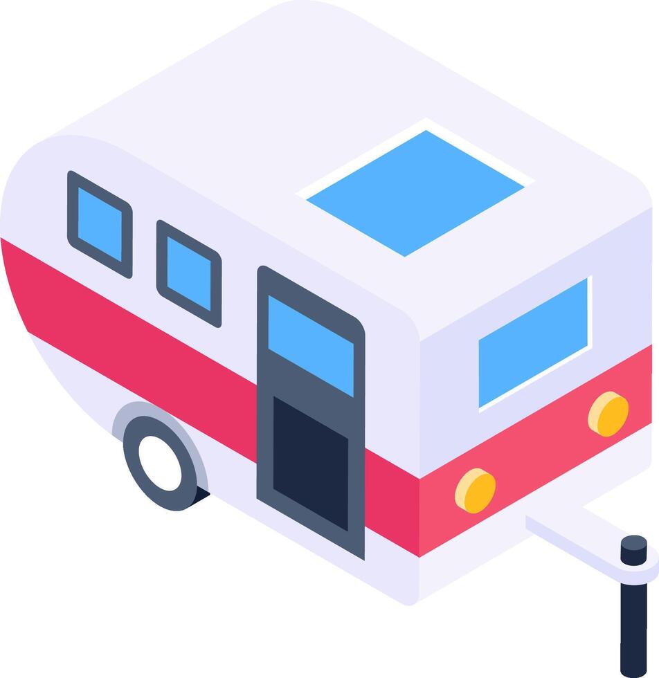 A small camper trailer is shown on a white background vector