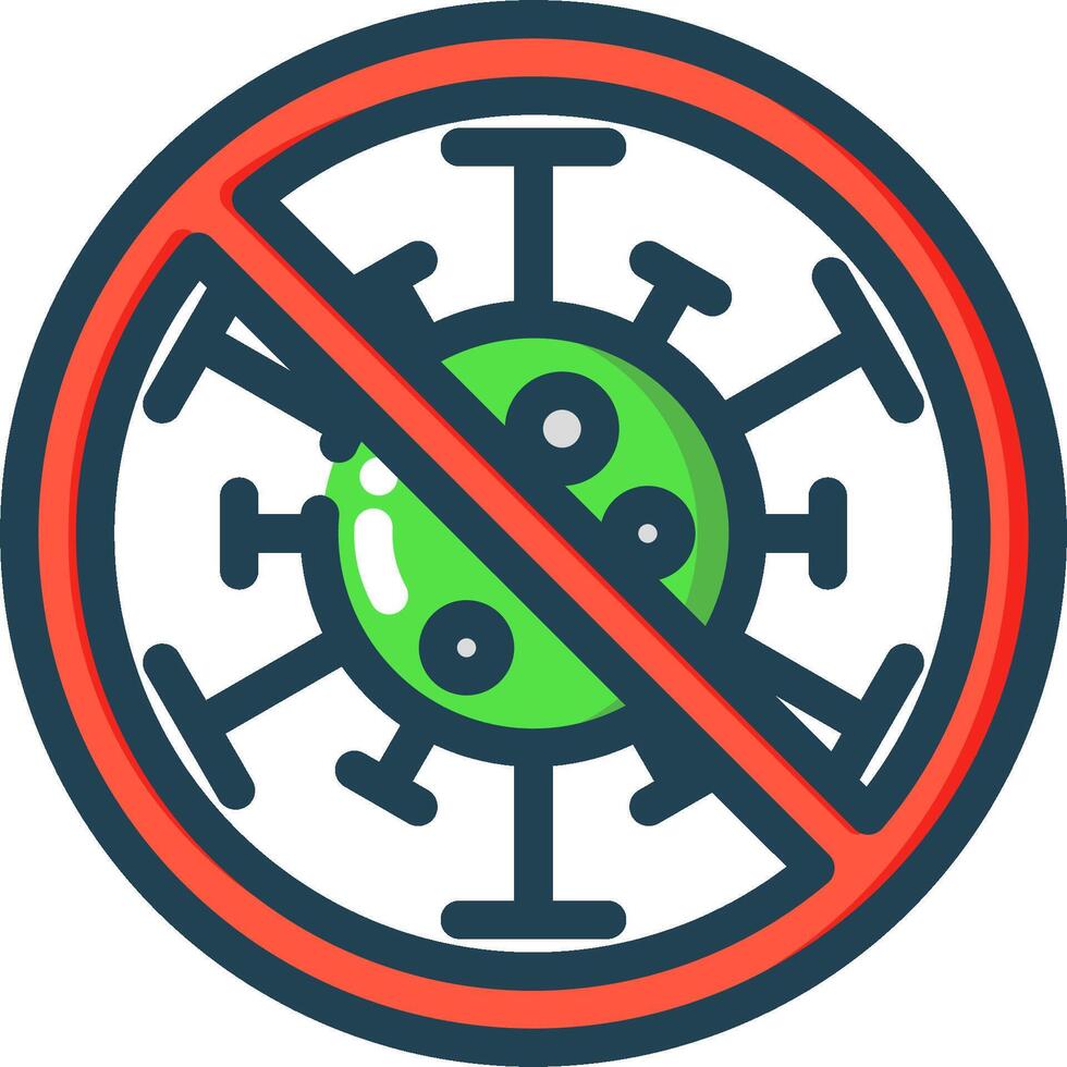 A no virus sign with a green virus vector