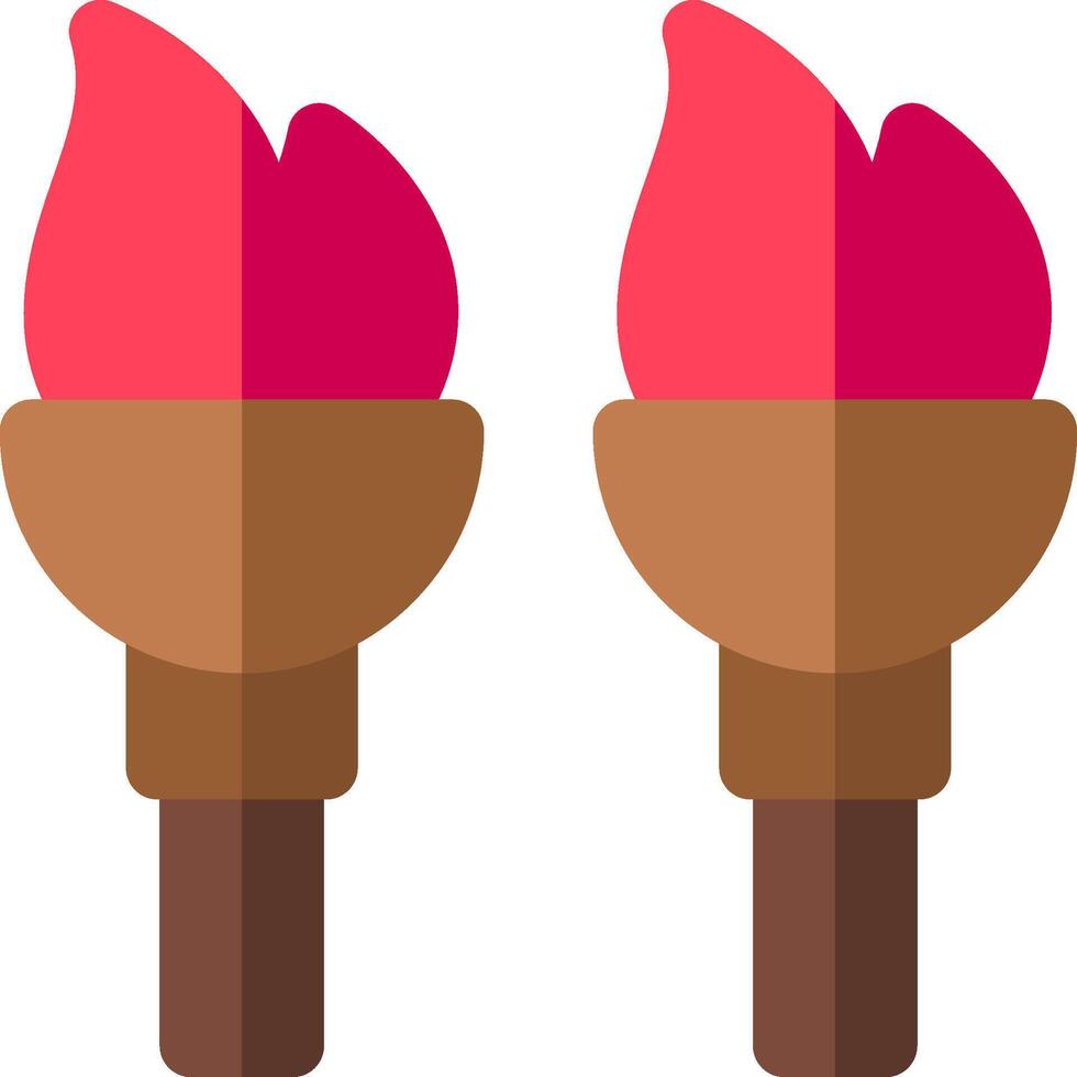 Two torches with red flames on them vector