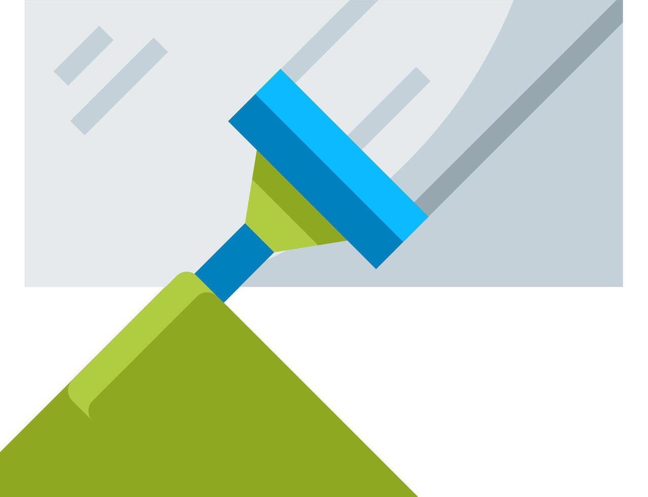 A green and blue tool is being used to cut a piece of paper vector