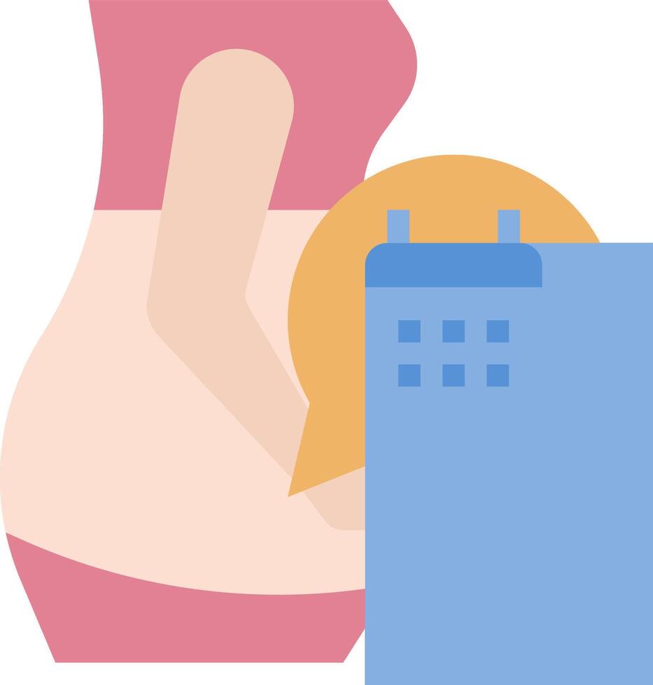 A pregnant woman holding a calendar vector