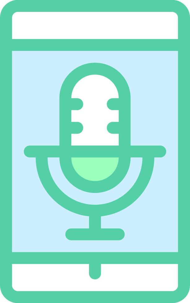 A microphone icon on a smartphone vector