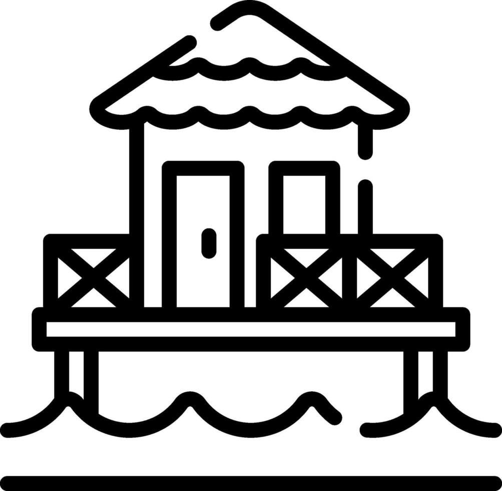 A house on a pier with a roof vector