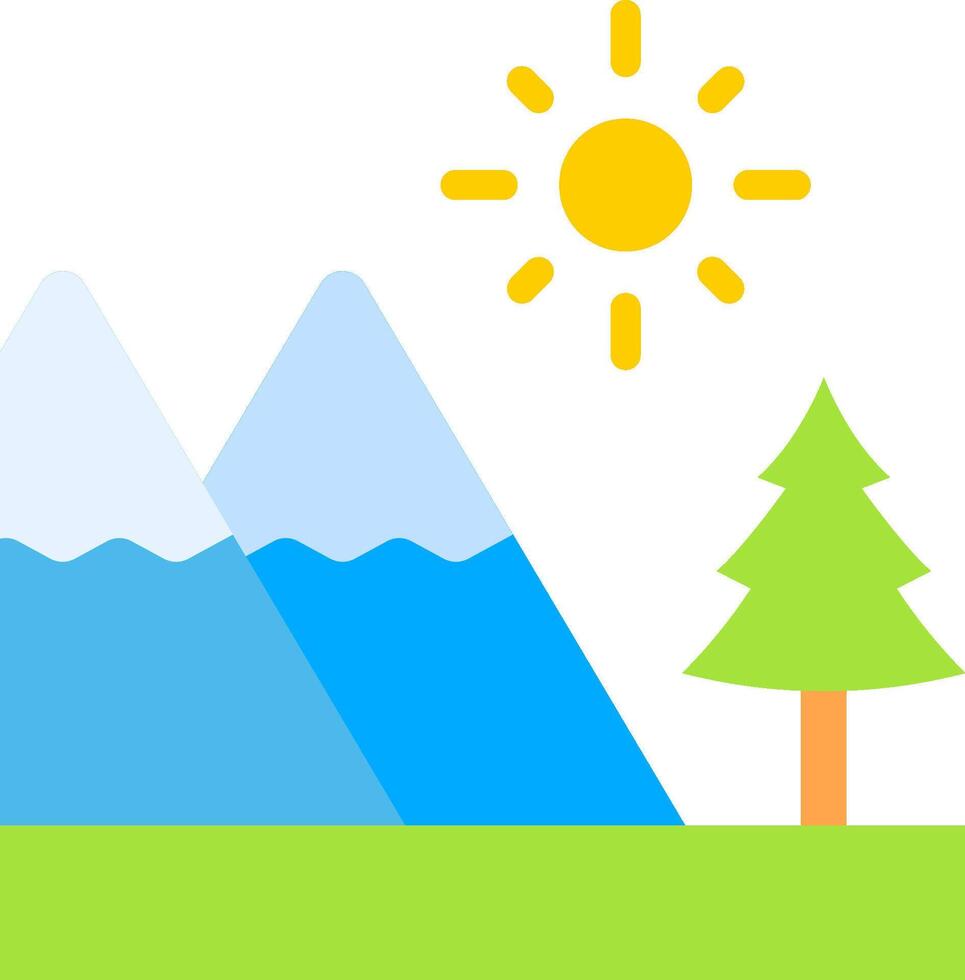 A mountain and tree with the sun shining vector