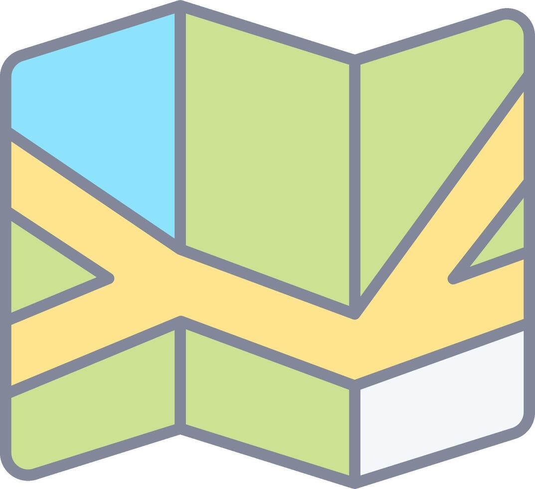 A map with a yellow arrow pointing to the right vector