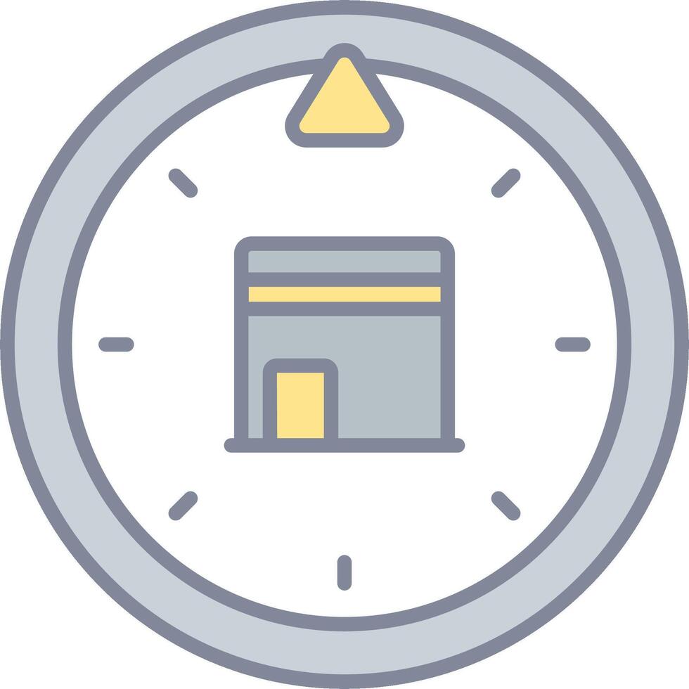 A clock with a building in the center vector