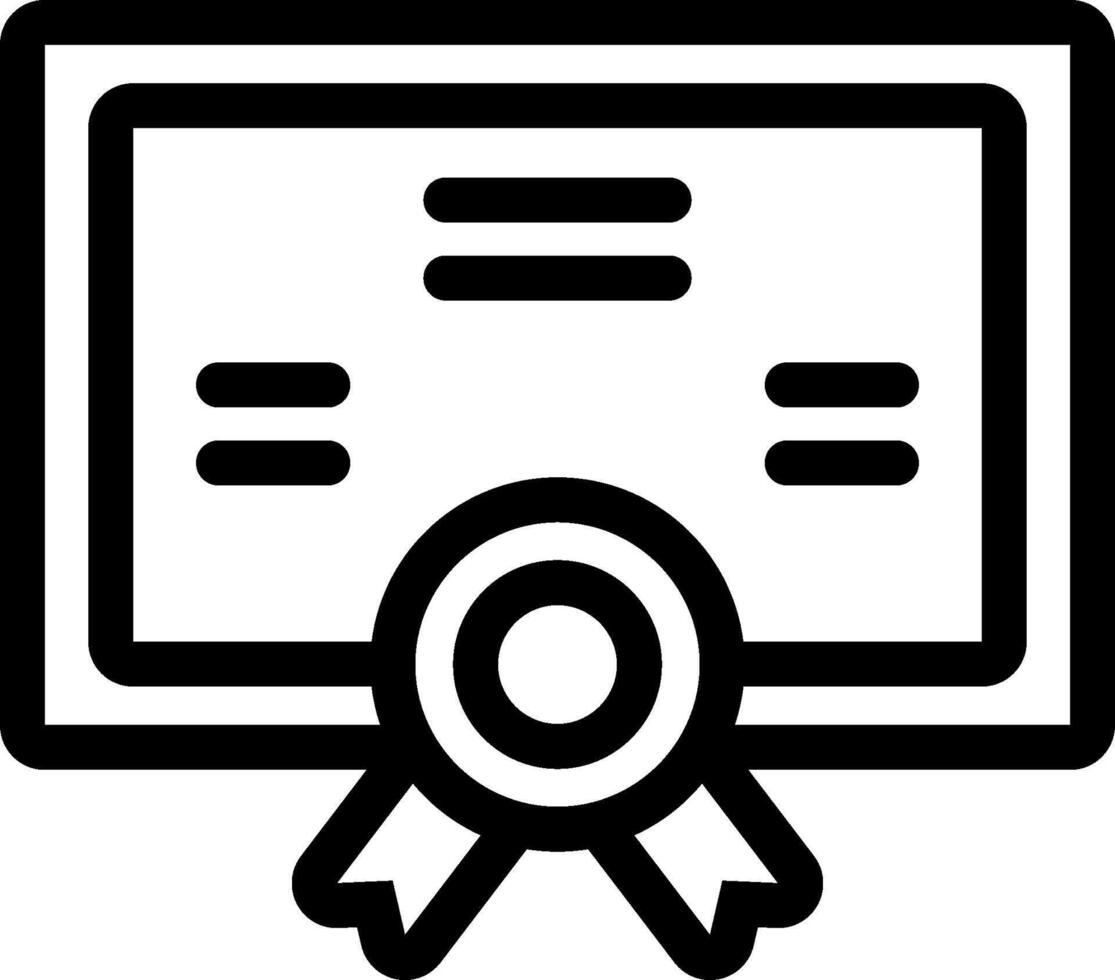 A black and white icon of a certificate vector