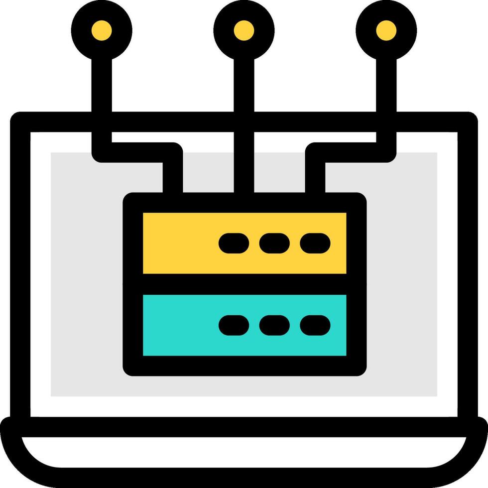 A computer with three different types of servers vector