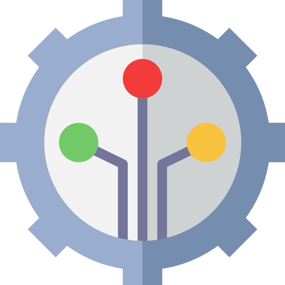A gear with three colored dots inside vector