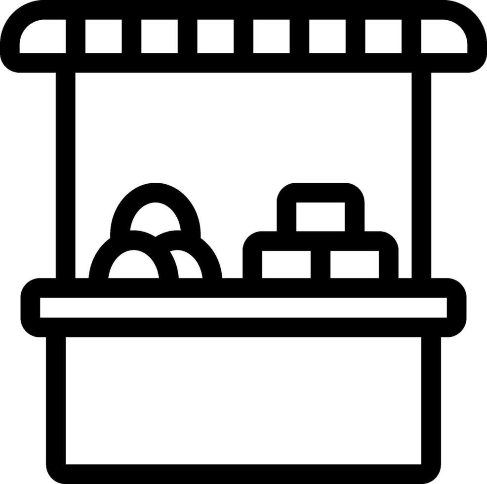 A black and white illustration of a food stand vector