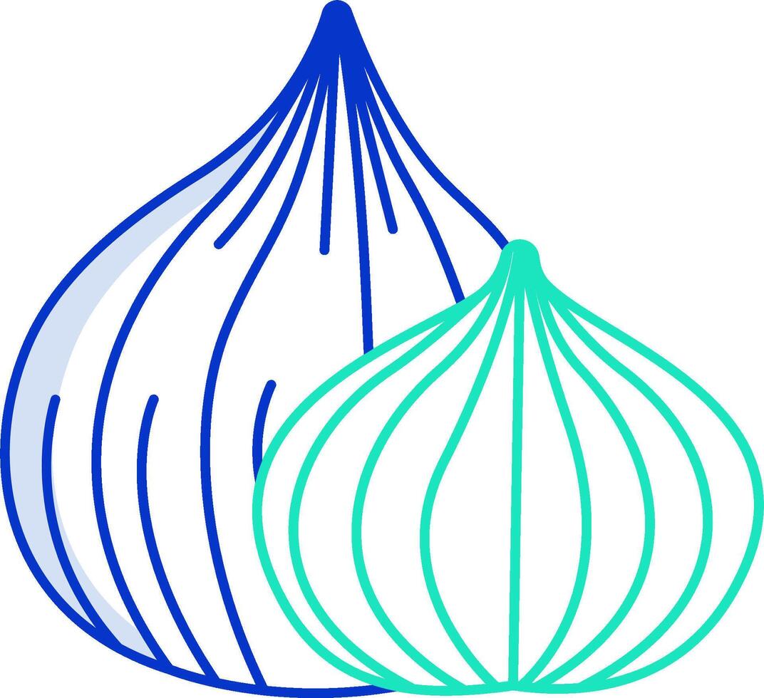 An onion and a bulb are shown together vector