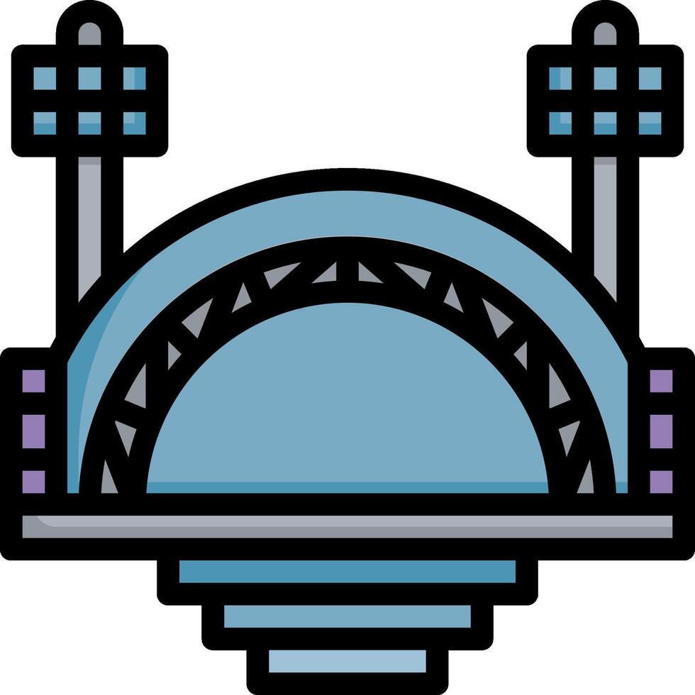 A blue and white icon of a spaceship vector
