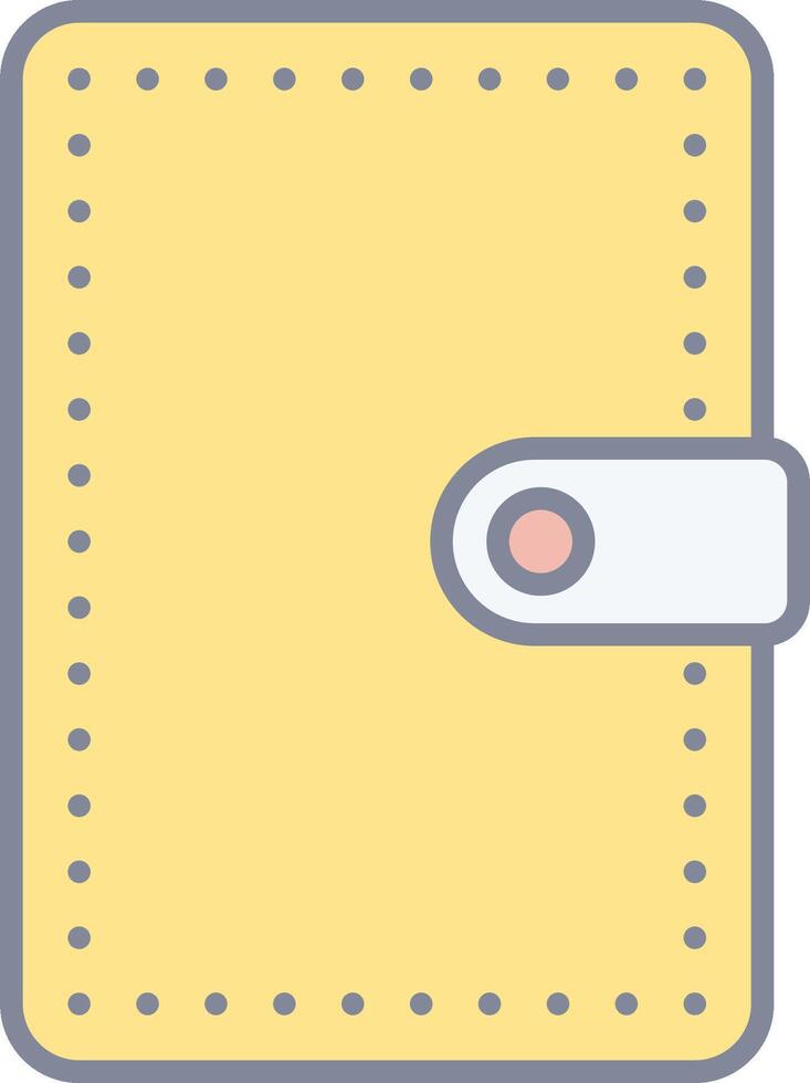 A yellow wallet with a button on it vector
