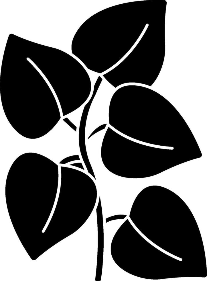 A black and white illustration of a plant with leaves vector