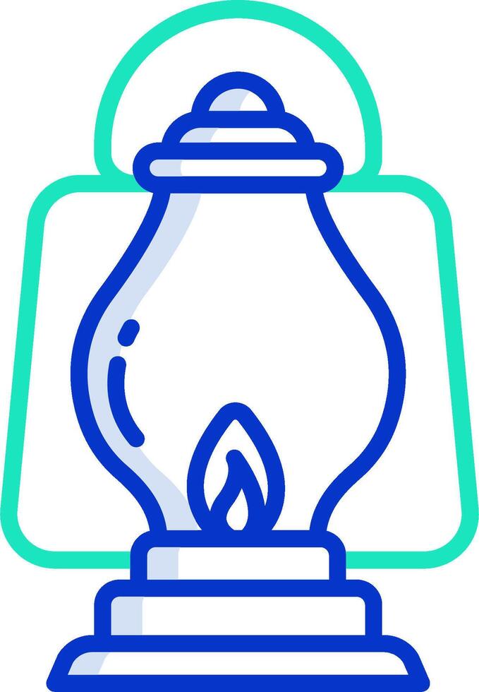 A blue and green oil lamp icon vector
