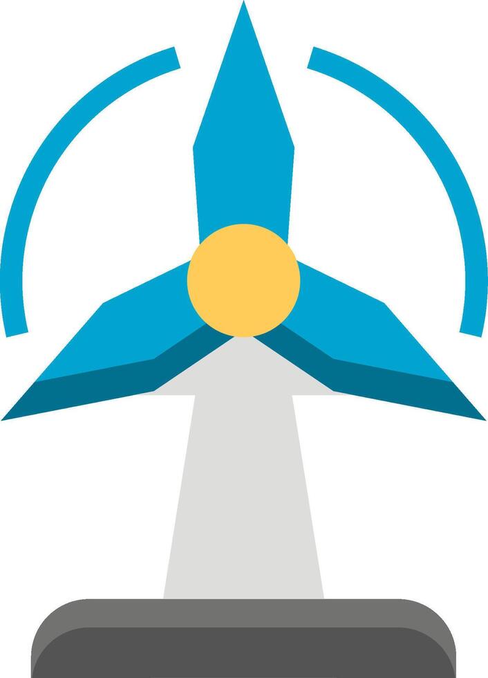A wind turbine with a blue and yellow arrow vector