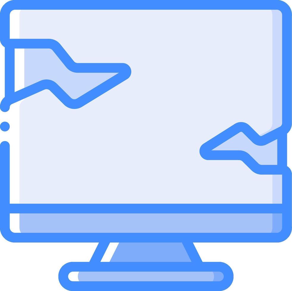 A computer monitor with a broken screen vector