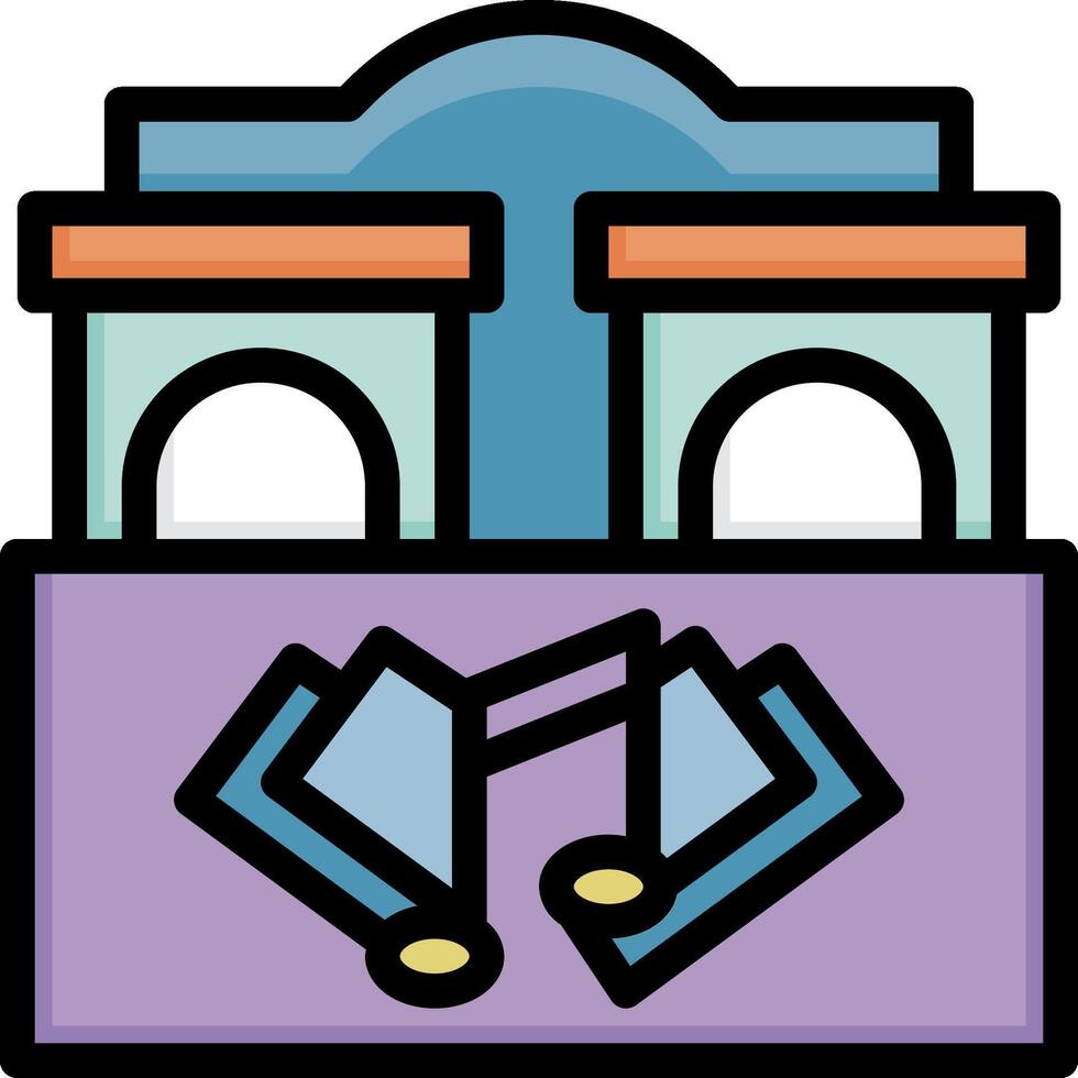 A purple and blue box with a piano and music notes vector