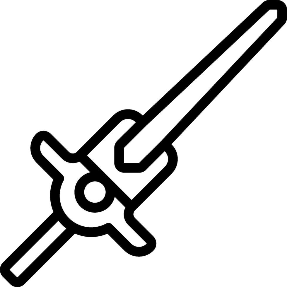 A black and white drawing of a sword vector