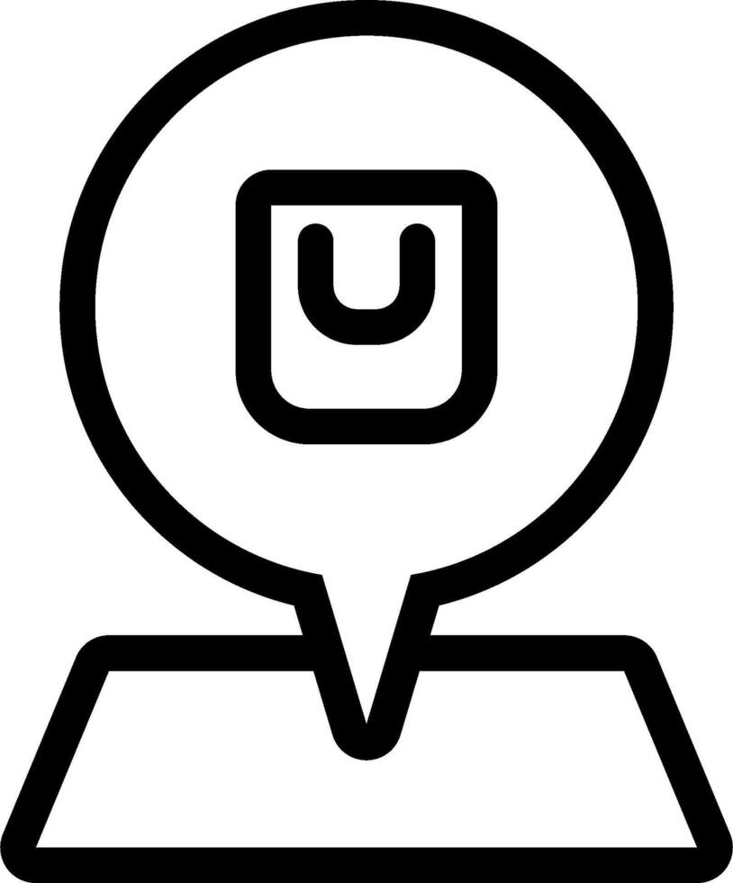 A black and white icon of a map pointer vector