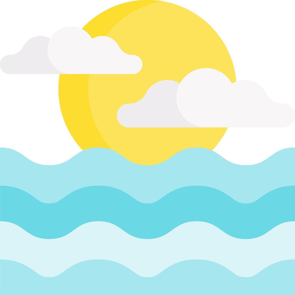 A sun and clouds over the ocean vector