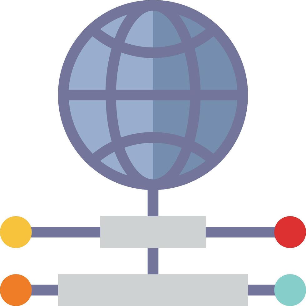 A globe with four colored lines around it vector