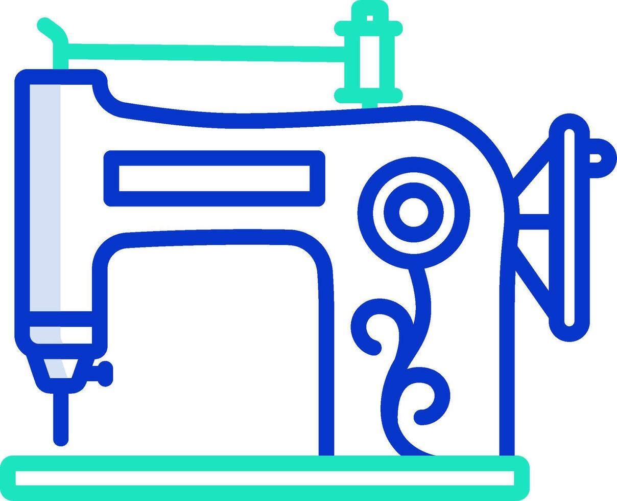 A sewing machine with a green and blue outline vector