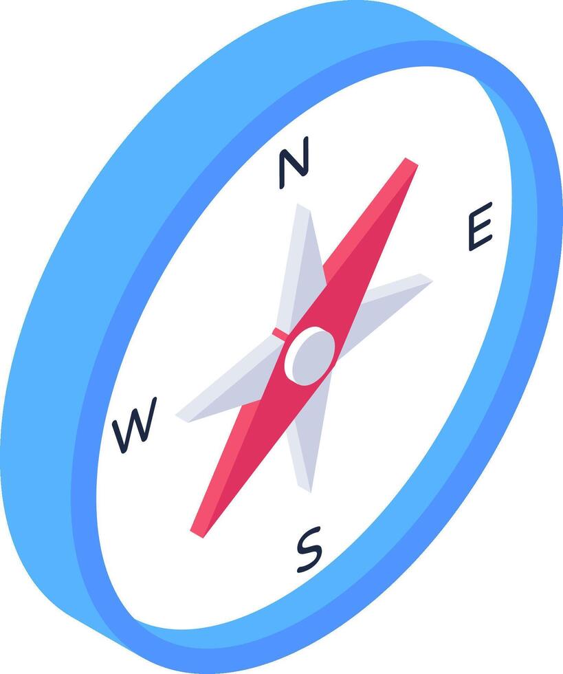 A compass icon with a red and blue arrow pointing to the north vector