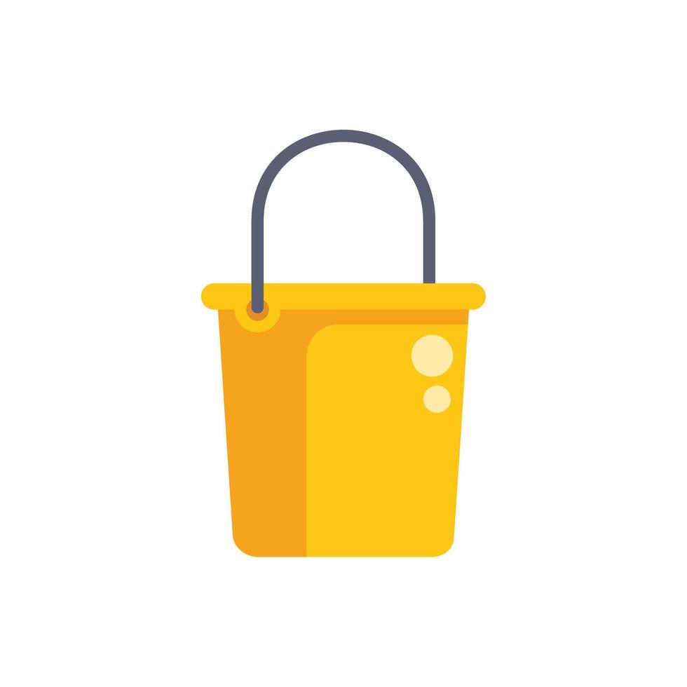 Yellow bucket standing with metal handle for gardening vector