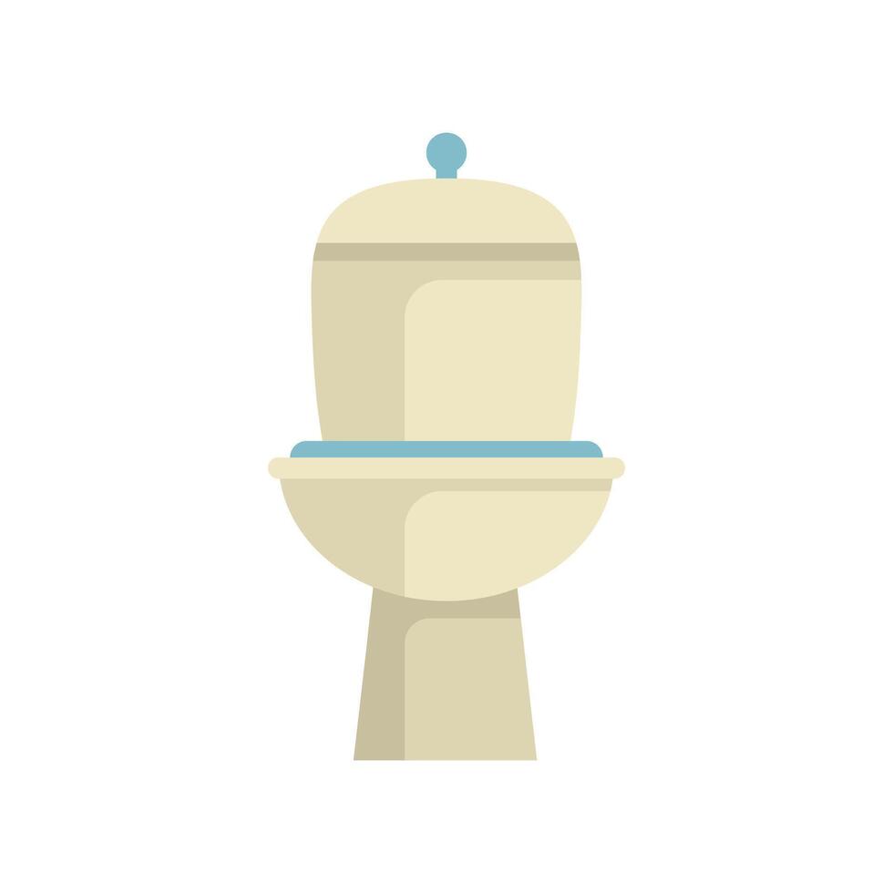 Beige toilet bowl with closed lid standing on white background vector