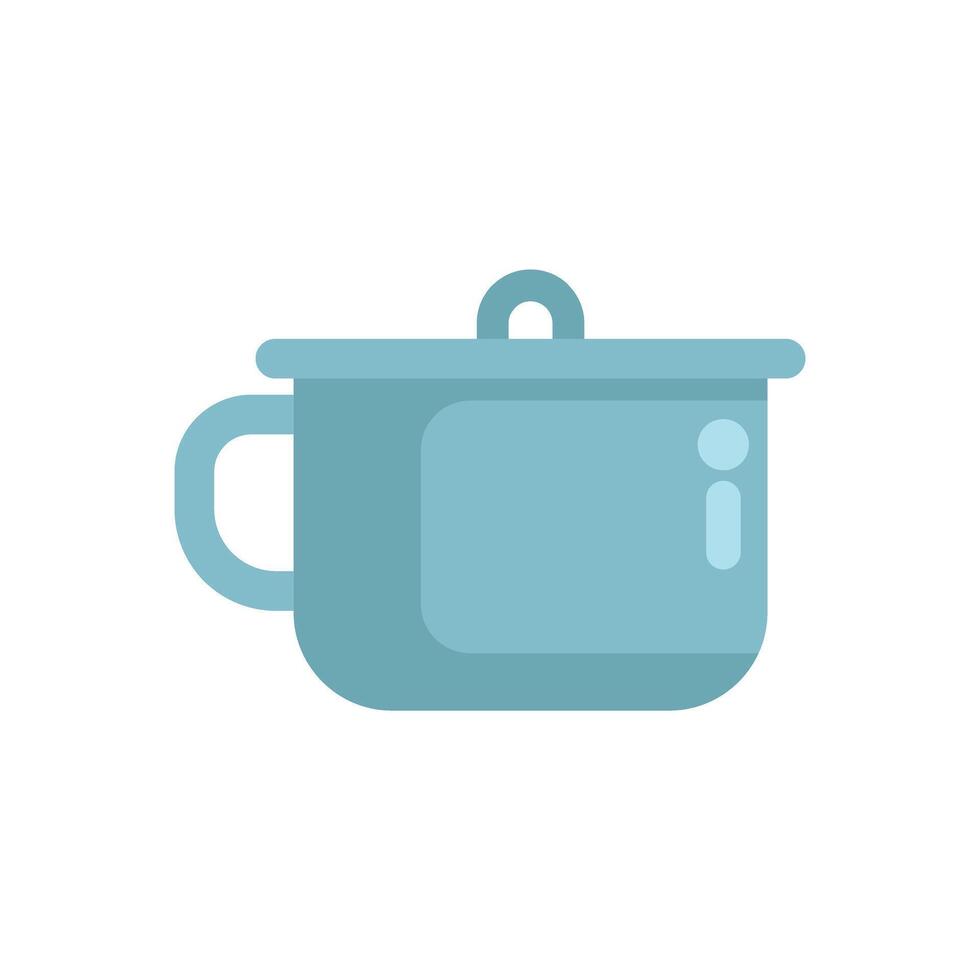 Blue metal cooking pot with lid and handle kitchenware vector